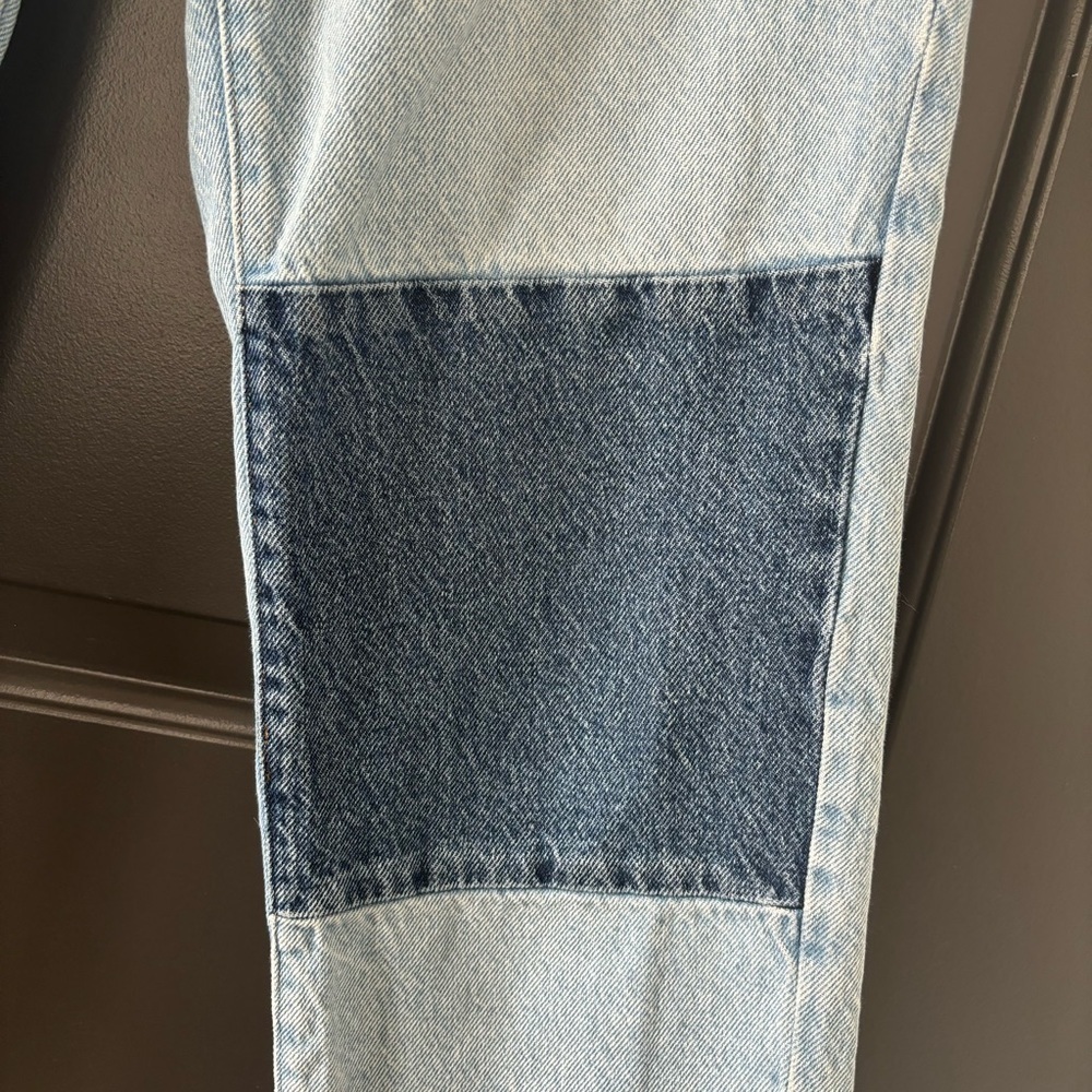PacSun Light Contrast Patched Knee Panel High Waisted Straight Leg Jeans size 26 - Picture 6 of 11